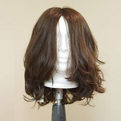 Short Wavy Kosher Wigs Raw Russian Human Hair Shevy Cap Jewish Wig with Silk Top Non Lace Wig (16inch)