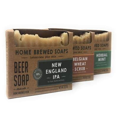 Ale Beer Soap Set - 3 Pack Soap Gift Set - New England IPA, Belgian Wheat Scrub, Herbal Mint - 3.5 oz - Home Brewed Soaps