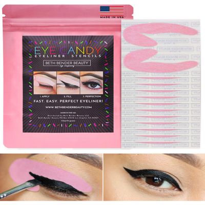 Eyeliner Stencils by Beth Bender - Reusable Winged and Cat Eye Stencil Tool - Made in USA (24 Pack)