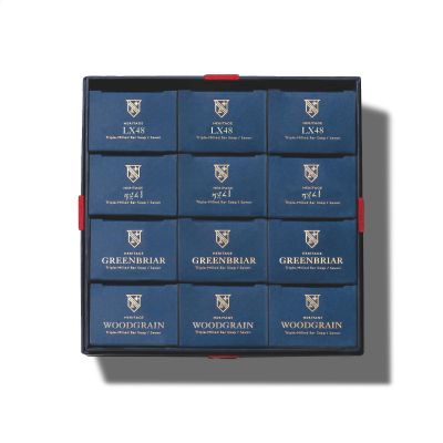 Caswell-Massey Natural Bar Soap for Men, Moisturizing Body Soap Bar for All Skin Types, Made with Essential Oils & Plant-Based Formula for Soft Skin, 4 Heritage Scents, 12 Bars x 5.8 oz Gift Set