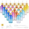 PrettyCare Glass Eye Dropper Bottles 24 Pack, 1oz (30ml) Rainbow Empty Thick Bottles Bulk with Leakproof Goledn Caps - With Labels & Funnels for Storage, Travel, Essential Oils, Cuticle, Tinctures view 1