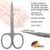 3 Swords Germany - brand quality STAINLESS STEEL INOX STRAIGHT CUTICLE SCISSORS (1 PIECE) with case for manicure pedicure - nail care by 3 Swords - Made in Germany view 2