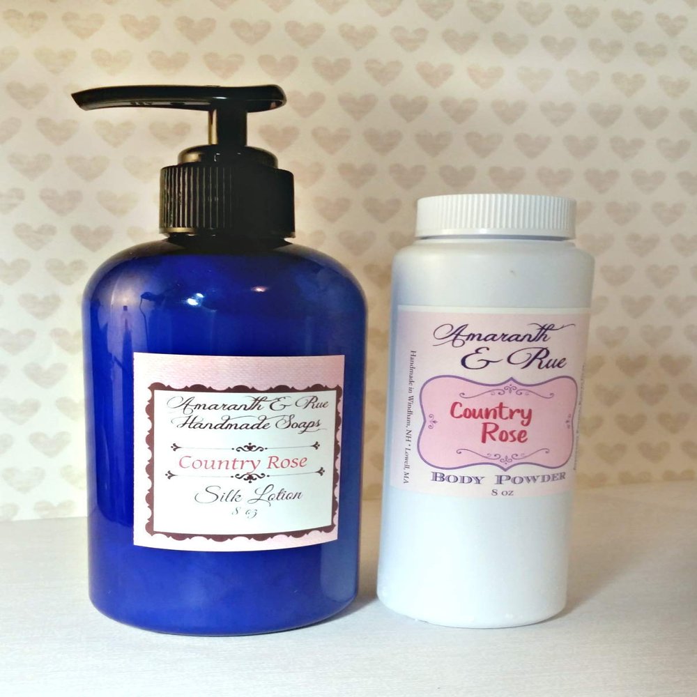 Country Rose Body Powder and Lotion Set Amaranth & Rue