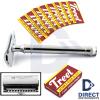 Double Edge Safety Razor Chrome Clean-Shave Classic Shaving Men Grooming Kit + Blades view 1