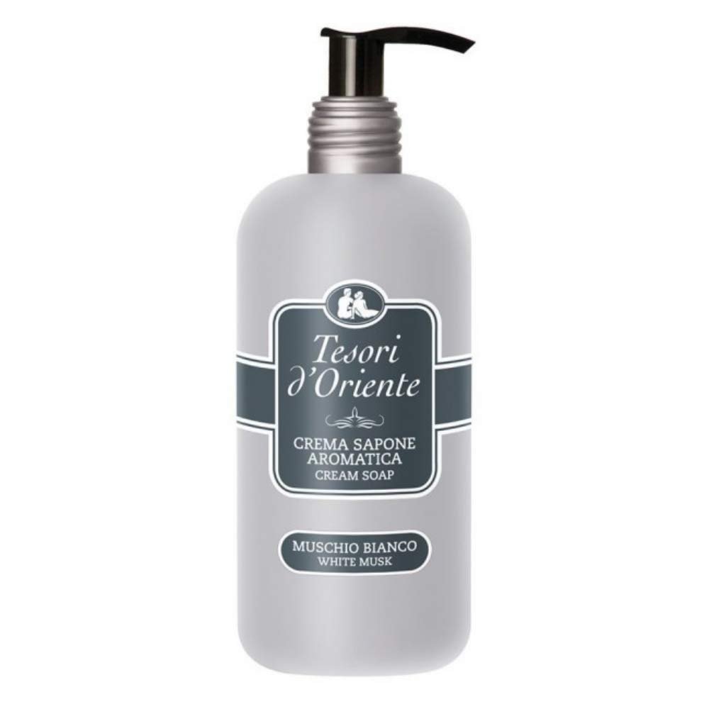 Tesori d'Oriente: "Muschio Bianco" Cream Soap with White Musk, Measuring Cap * 10.14 Fluid Ounces (300ml) Packages * [ Italian Import ]