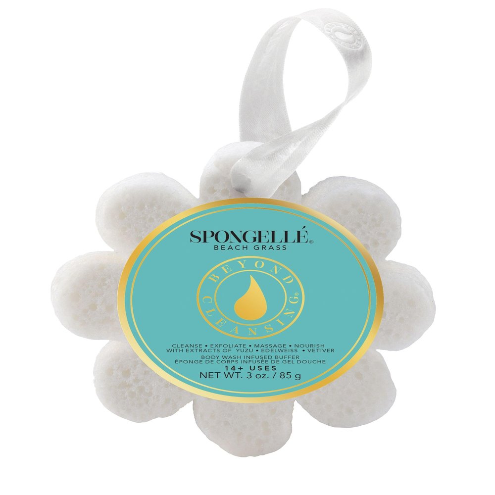 Spongelle Beach Grass Wild Flower Buffer Body Scrubber | Bath & Shower Loofah for Women | Exfoliator with Body Wash Infused Sponge | 14+ uses