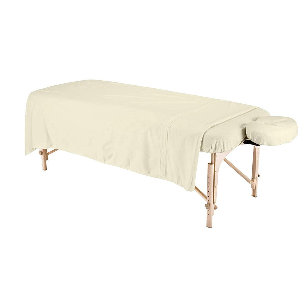 600 Thread Count 100% Egyptian Cotton 3-Piece Massage Table Spa Sheet Set (Ivory Solid)