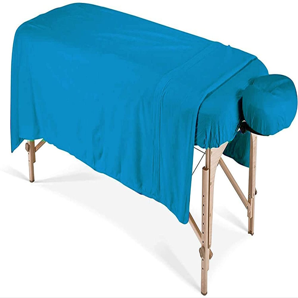 600 Thread Count 100% Egyptian Cotton 3-Piece Massage Table Spa Sheet Set (Turquoise Solid)