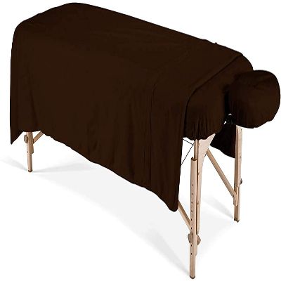 600 Thread Count 100% Egyptian Cotton 3-Piece Massage Table Spa Sheet Set (Chocolate Solid)