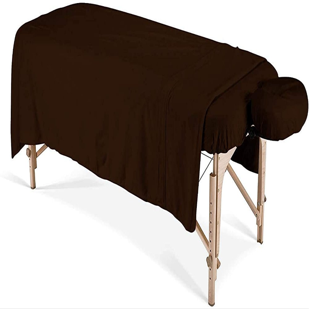 600 Thread Count 100% Egyptian Cotton 3-Piece Massage Table Spa Sheet Set (Chocolate Solid)