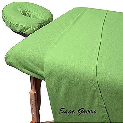 600 Thread Count 100% Egyptian Cotton 3-Piece Massage Table Spa Sheet Set (Sage Solid)