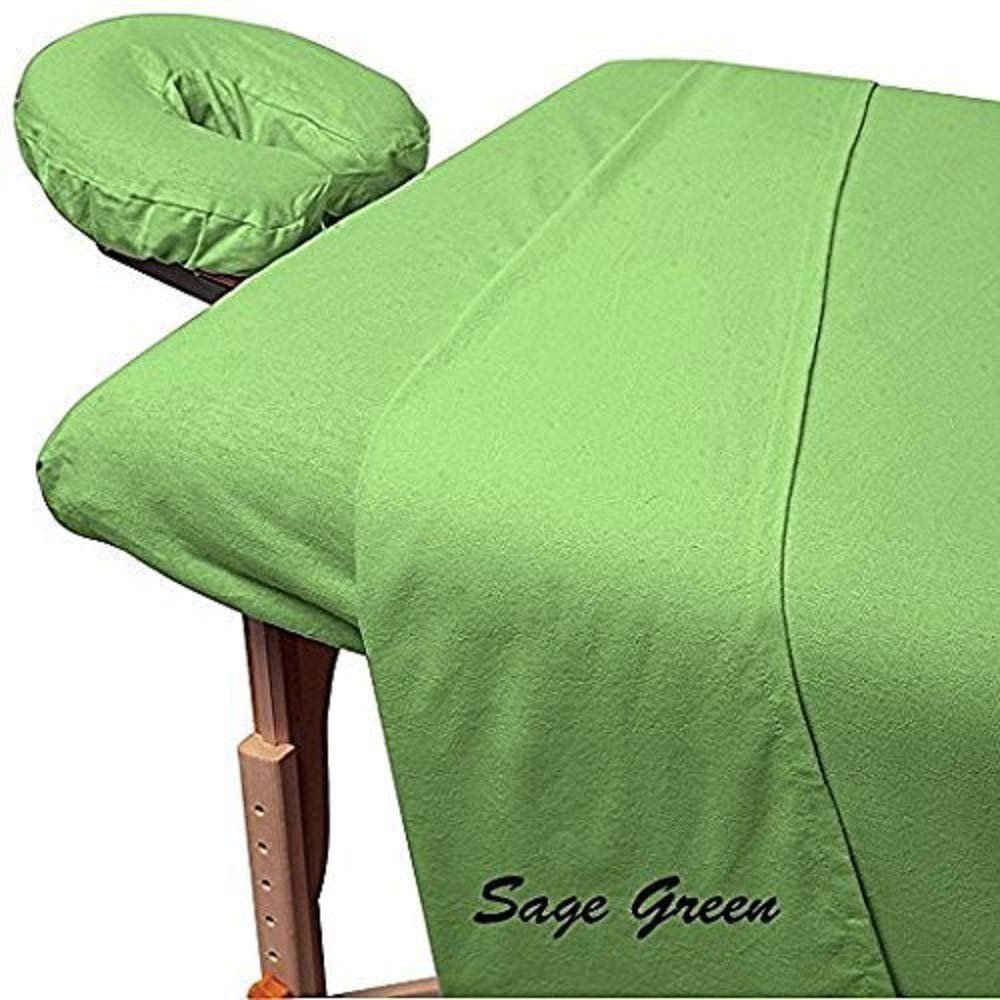 600 Thread Count 100% Egyptian Cotton 3-Piece Massage Table Spa Sheet Set (Sage Solid)