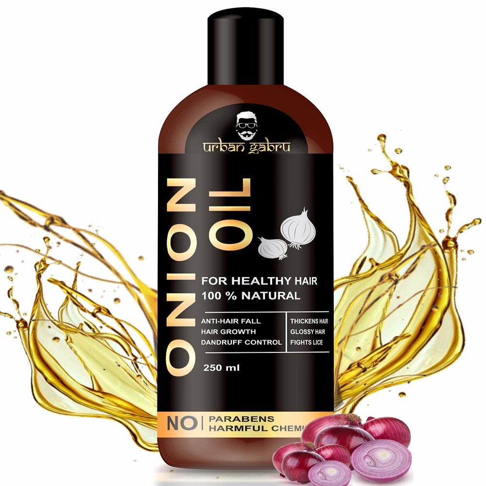 Urbangabru Onion Oil for Hair growth Organic | Onion Juice, Hair Oil for Dry Damaged Hair and Growth (8 Fl Oz)
