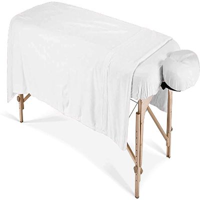 600 Thread Count 100% Egyptian Cotton 3-Piece Massage Table Spa Sheet Set (White Solid)