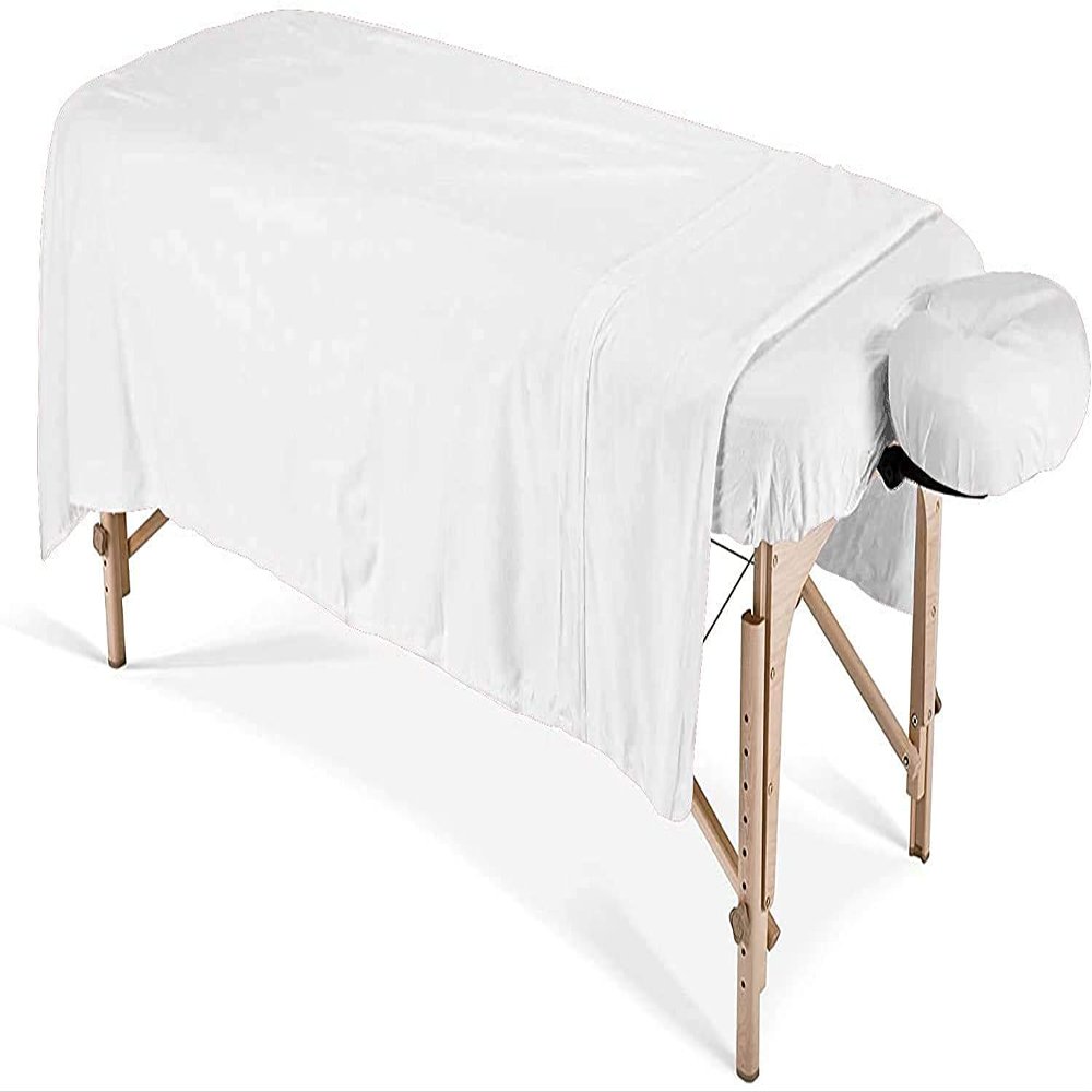 600 Thread Count 100% Egyptian Cotton 3-Piece Massage Table Spa Sheet Set (White Solid)