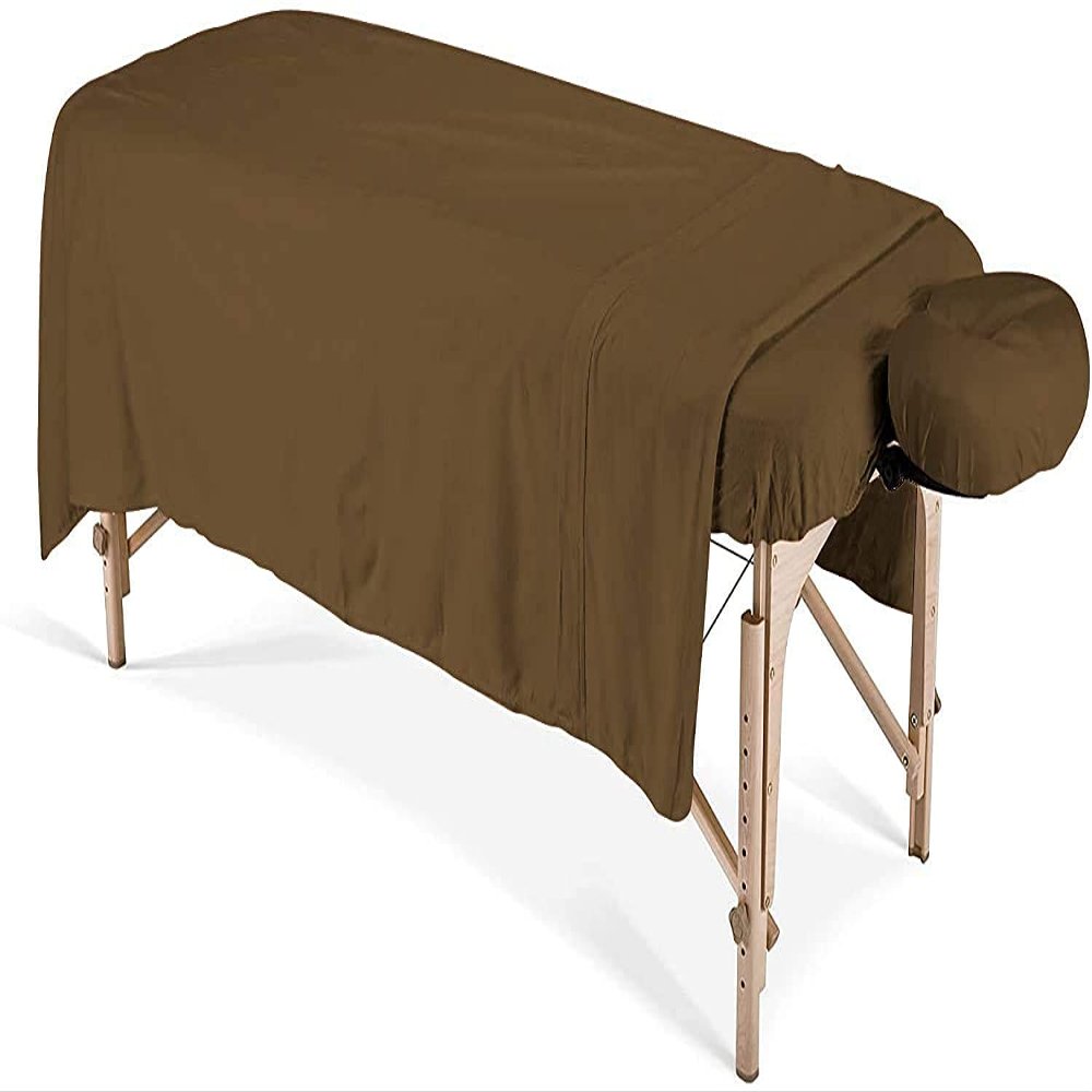 600 Thread Count 100% Egyptian Cotton 3-Piece Massage Table Spa Sheet Set (Taupe Solid)