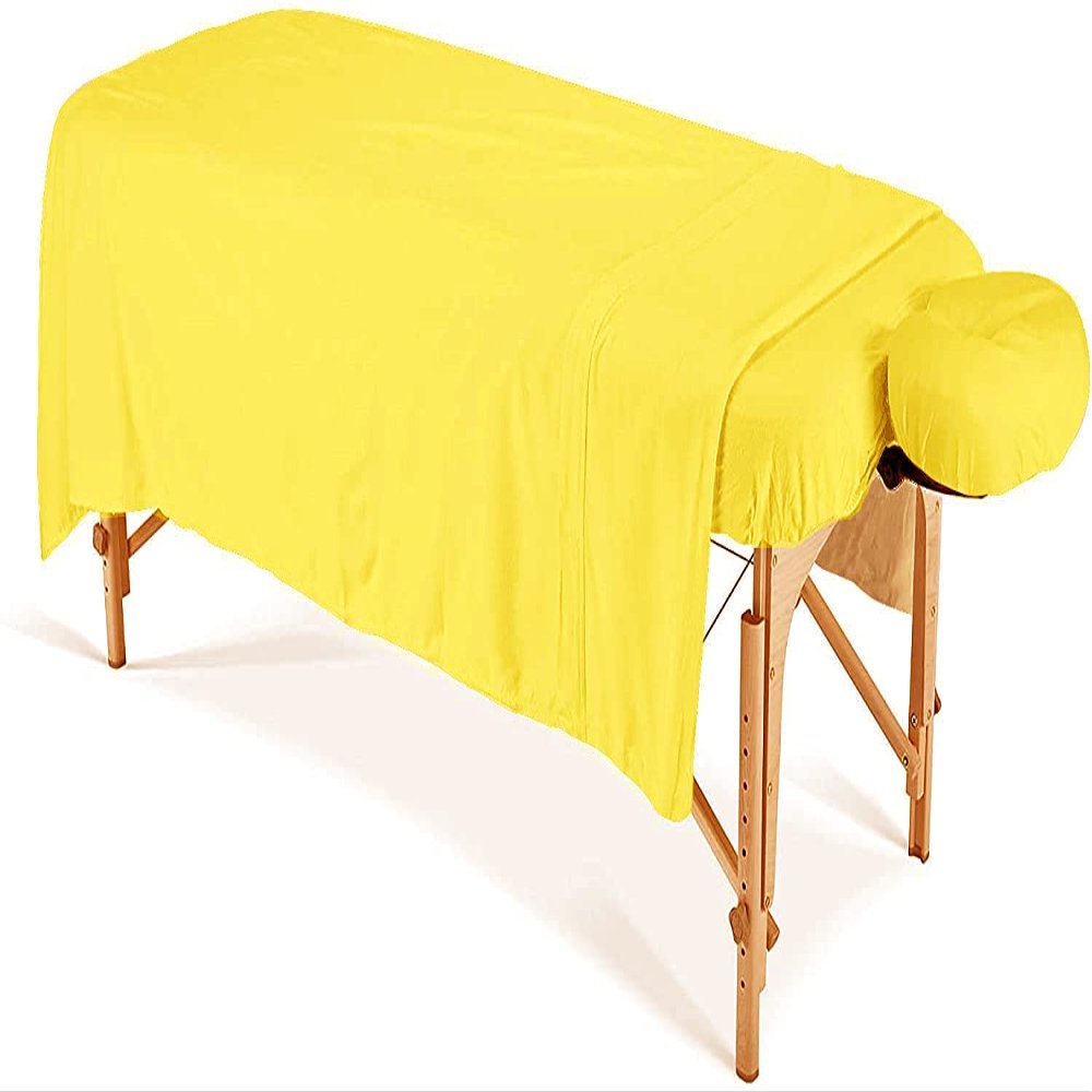 600 Thread Count 100% Egyptian Cotton 3-Piece Massage Table Spa Sheet Set (Yellow Solid)