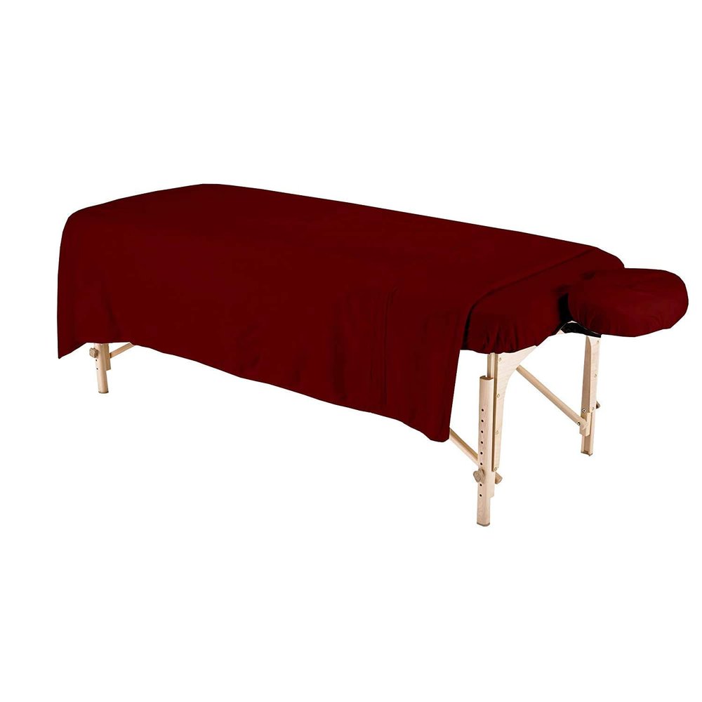 600 Thread Count 100% Egyptian Cotton 3-Piece Massage Table Spa Sheet Set (Burgundy Solid)