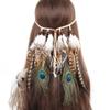 Women Bohemian Peacock Feather Headband Festival Headdress Hippie Headwear Headpiece Handmade Indian Fascinator Hair Accessories view 1