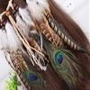 Women Bohemian Peacock Feather Headband Festival Headdress Hippie Headwear Headpiece Handmade Indian Fascinator Hair Accessories view 4