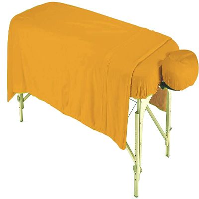 600 Thread Count Egyptian Cotton 3-Piece Massage Table Spa Sheet Set (Gold Solid)