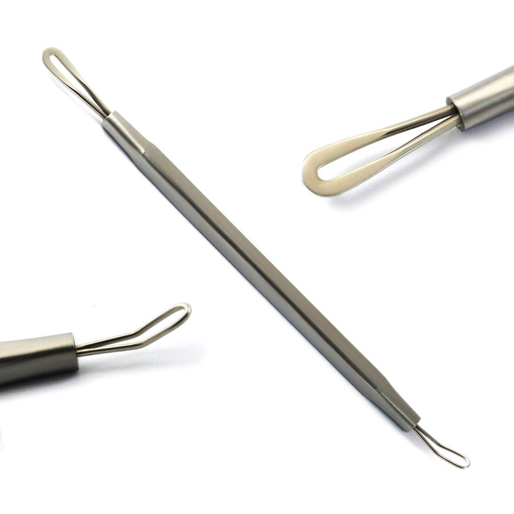 Comedone Extractors Blackhead Removal Tools Acne Pimple Blemish Popper Zit Remover Whitehead Manicure Pedicure (BC-03 Comedone Extractor)