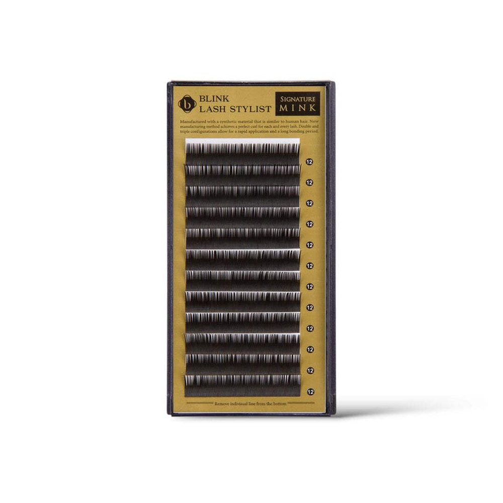 Signature Mink Eyelash Extensions by Blink | Individual Single Strand Extensions on the Tray | C Curl 0.05mm Thickness | 10mm to 15mm Length Options | Soft Natural Look Lashes 9mm 0.25mm