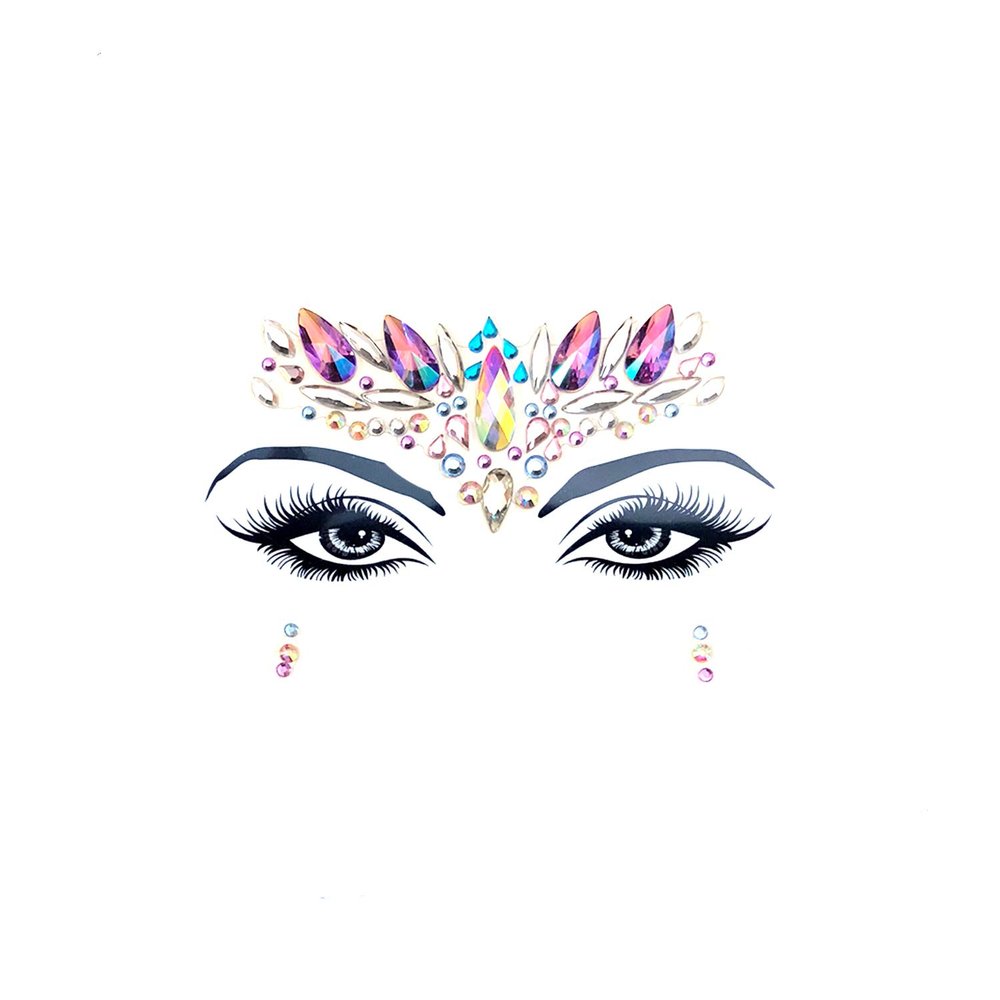 Neva Nude Sirena Jewel Face Crystal Sticker - Gems for Carnivals, Halloween, Festivals, Raves, & Parties | Medical Grade Adhesive, Waterproof, & Sweatproof | Made in USA