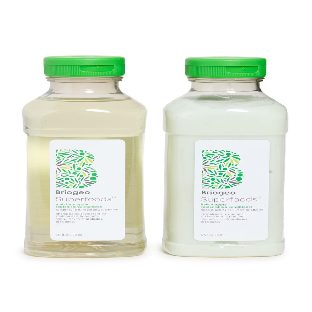 Briogeo Superfoods Matcha, Apple + Kale Hair Pack, Supports Healthy, Balanced Hair and Scalp, Shampoo and Conditioner for All Hair Types and Textures, Vegan, Cruelty-Free, 2 x 12.5 fl oz