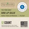 Lip Naturals | Mini Tea Tree Balm with Sunscreen (SPF-15) | Made in USA with Coconut Oil, Tea Tree Oil, and Peppermint Oil | 12-Count Mini Lip Balm Pack with Tea Tree Mint Flavor (0.10oz/3g Each) view 2