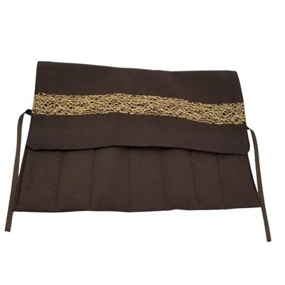 Brown with Gold Band Straight Edge Razor Storage