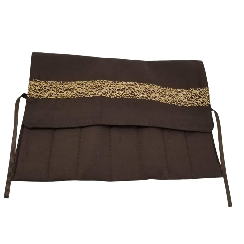 Brown with Gold Band Straight Edge Razor Storage