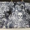 Black Grey and White Skulls Damask Straight Edge Razor Storage view 4