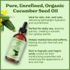 8oz Cucumber Seed Oil, 100% Pure and Natural, Cold-pressed, Unrefined, Moisturizer for Skin and Hair - Includes Pump & Flip Cap view 2