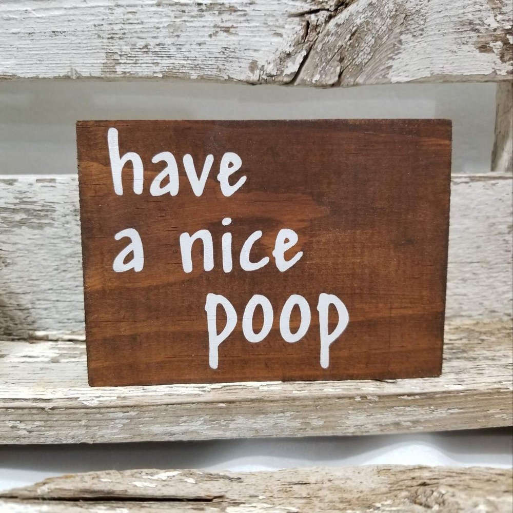 Have A Nice Poop 4" x 6" Mini Stained Wood Funny Bathroom Block Sign