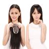 14" Human Hair Clip in Wiglet Hairpieces, 3.7"x 4" Mono Forehead Topper with Bangs for Women's Thinning Hair, Dark Brown view 2