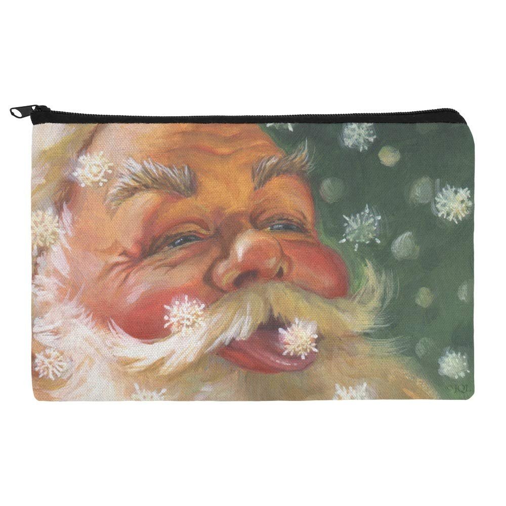 Christmas Holiday Santa Claus Tasting Snowflakes Makeup Cosmetic Bag
