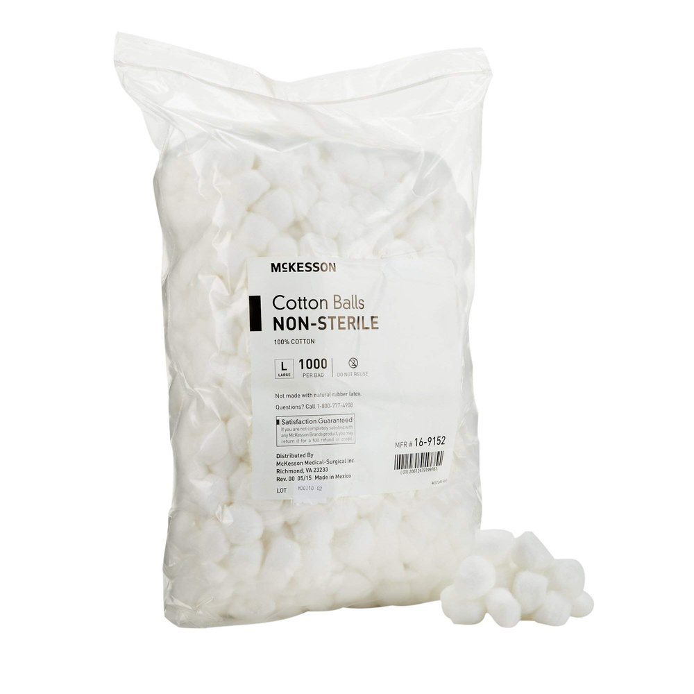 McKesson Cotton Balls, Non-Sterile, Maximum Absorbency, Large, 1000 Count, 2 Packs, 2000 Total