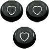Stephanie Imports Set of 3 Slim Heart-Shaped Double Sided Magnifying Compact Mirrors (Black with Rhinestone Heart, Small) view 1