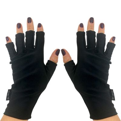 ManiGlovz -The Original Dermatologist Recommended UPF 50+ UV Protective Manicure and Sunblock Fingerless Gloves, Sun Protection, Driving and Gel Manicure Gloves in Black