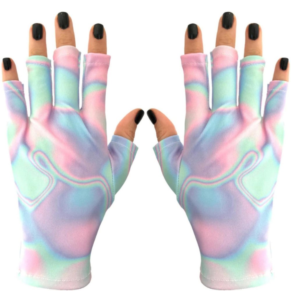 ManiGlovz - The Original UPF 50+ UV Light Protective Nail Gloves |Gel Manicure Gloves and Anti UV Fingerless Gloves for Women | Can be Used as Sun Protection Gloves for Driving| Holographic Happiness