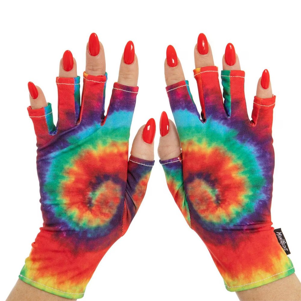 ManiGlovz - The Original UPF 50+ UV Light Protective Nail Gloves | Gel Manicure Gloves and Anti UV Fingerless Gloves for Women | Can be Used as Sun Protection Gloves for Driving | Rainbow Thunder