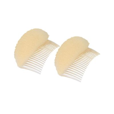 2PCS Women Lady Soft Sponge Foam Hair Base Inserts Bump Up Hair Pads Stick Bun Maker Hair Styling Clip Hair Comb Braid Tool Hair Styling Accessories Beige