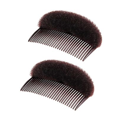 2PCS Women Lady Girls Soft Sponge Foam Hair Base Inserts Bump Up Pads Stick Bun Maker Hair Styling Clip Comb Braid Tool Styling Accessories Brown