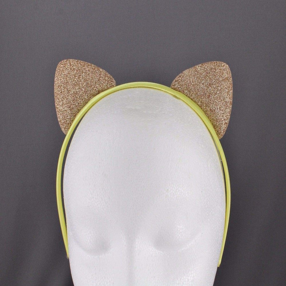 Gold Cat Ears Kitty Headband Sparkly Kawaii Cosplay Kitten Ear Hair Band Headbands for Women