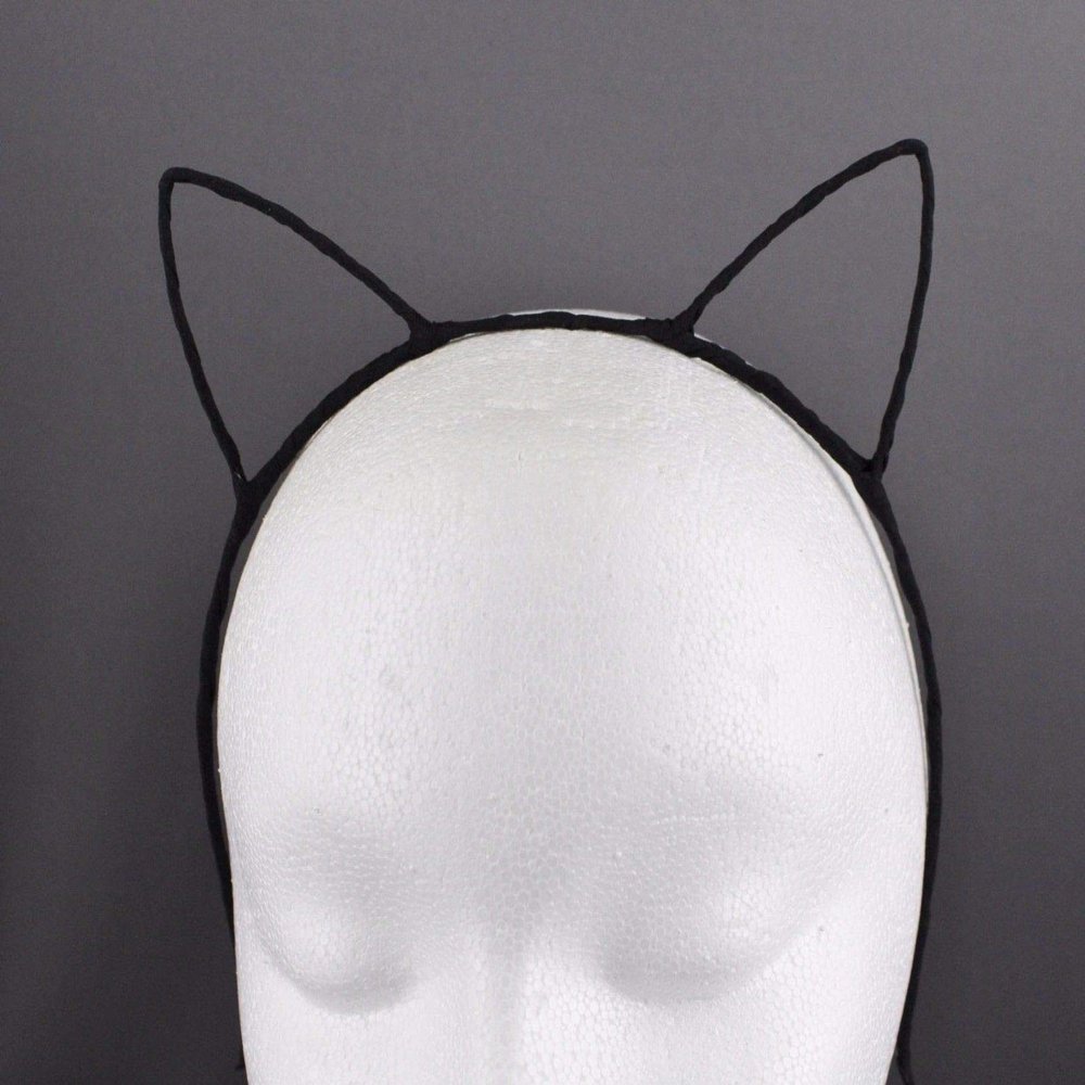 Black Ribbon Wrapped Cat Kitten Ears Headband Hair Band Accessory Kawaii Cosplay Headbands for Women