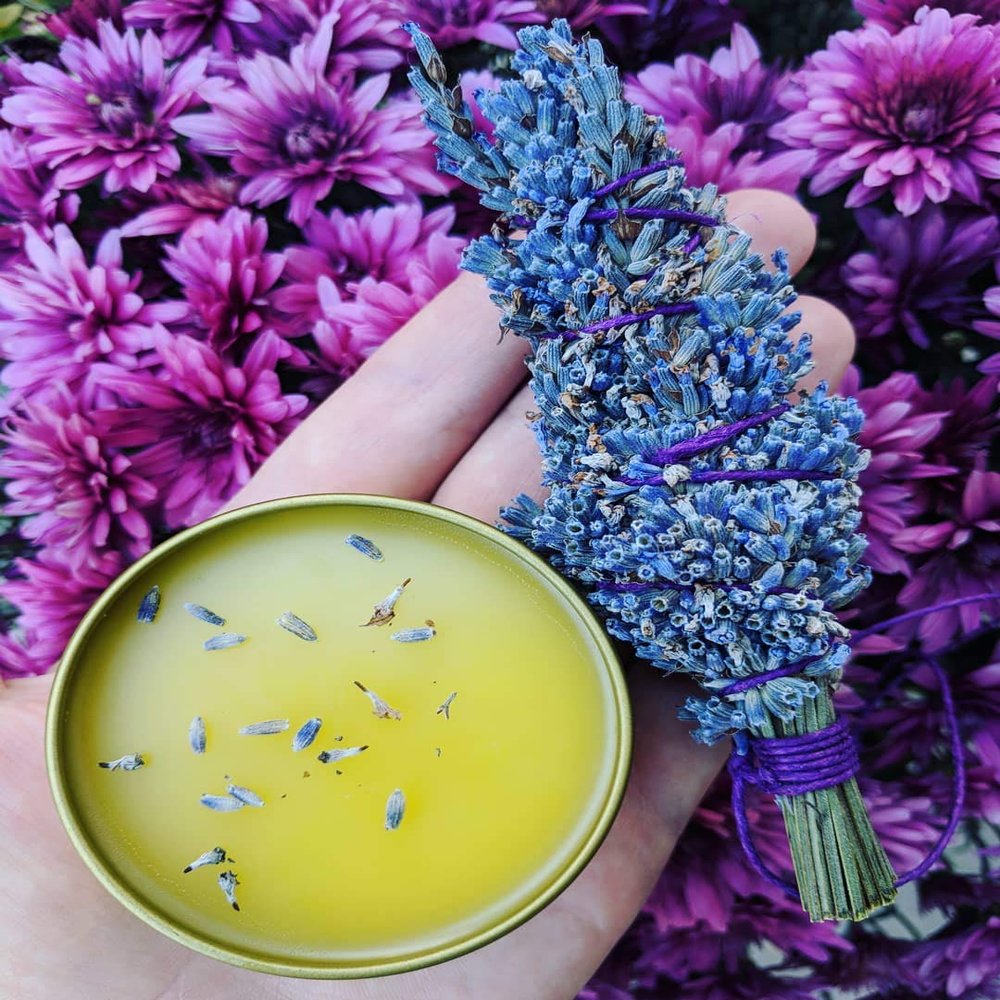 Lavender Love Bundle, Lavender Calming Salve, Lavender Smudge Stick, Meditation, Aromatherapy, Boho Gifts, Cruelty Free Beauty!