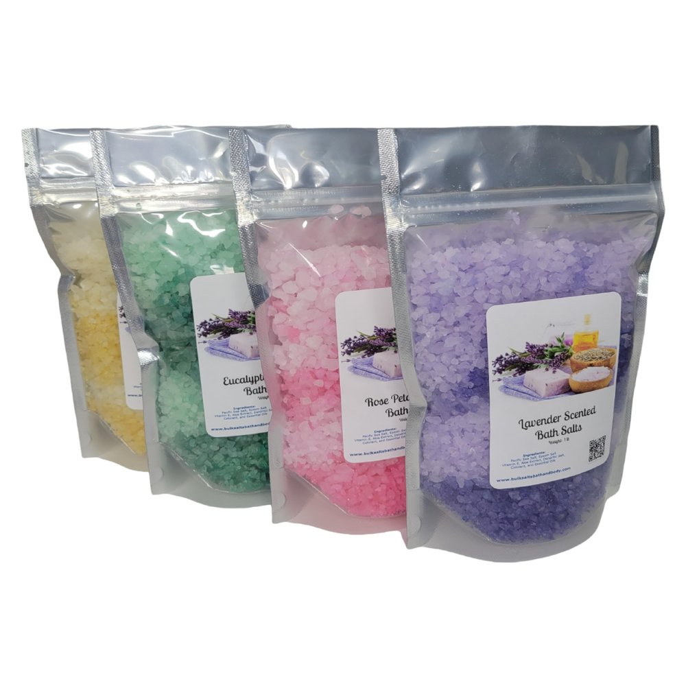 Bath Salts | (4) 1lb Bags | Aromatherapy Gift Lot | Four Different Scents | Bathing | Body Care | Beauty | Relaxation | Spa