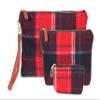 StylesILove Women Stylish Makeup Clutch Pouch Cosmetic Bag Coin Purse Card Holder Multi-use Case - Sold per 1 Piece (3-Piece Set, Tartan Red) view 1