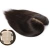 100% Real Human Hair Forehead Topper with Clips, 5.5"x 6.3" Free Parting Silk Base Top Hairpieces for Women with Thinning Hair, 6" Light Brown view 2